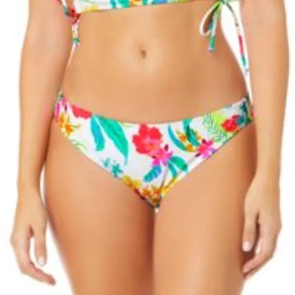 Salt + Cove Retro Hibiscus Lace Up Bikini Bottom Size Small